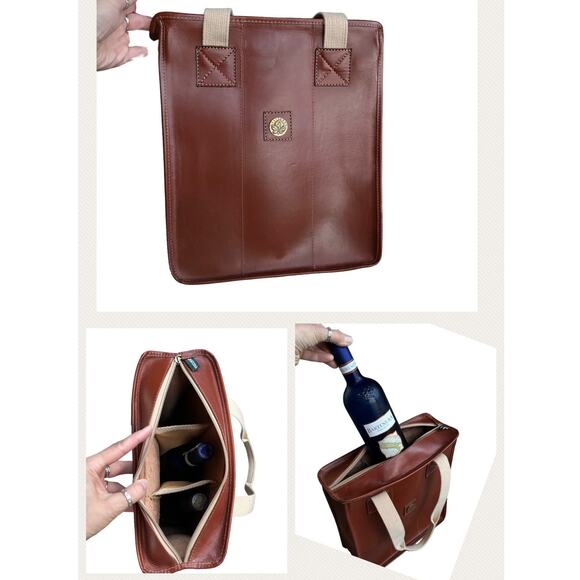 Gattorna Other - GATTORNA HANDMADE 3 WINE BOTTLE LEATHER CARRIER TOTE STYLISH LUXURY QUALITY